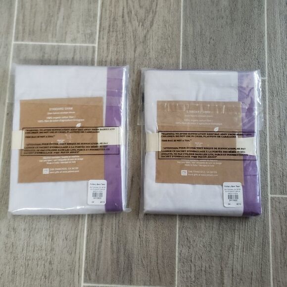 2x PB Teen Organic Purple & White Sham - Picture 2 of 7